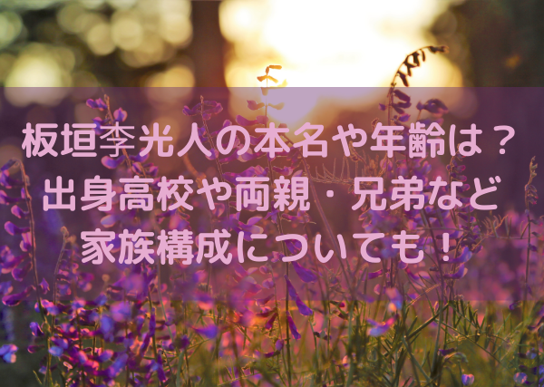 板垣李光人の本名や年齢は 出身高校や両親 兄弟など家族構成についても ミルクな暮らし