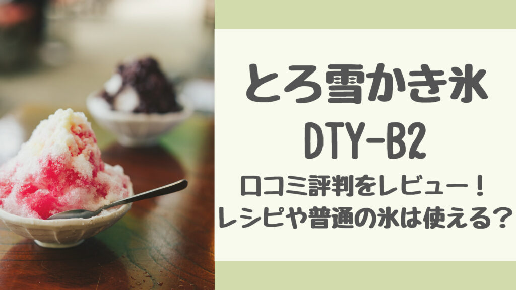 とろ雪かき氷 DTY-B2 口コミ評判をレビュー