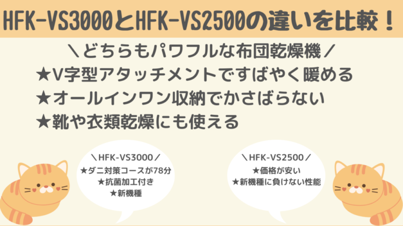 HFK-VS3000とHFK-VS2500の違いを比較
